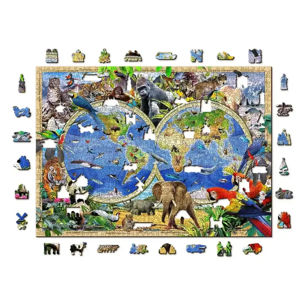 Animal Kingdom Kart Illustrert Læringskart For Barnerom-Wooden City-Kvalitetstid AS