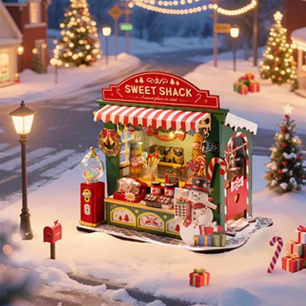 Rolife DIY Miniatyr Julegodterihus Diorama Med Kakao Stand Perfekt Gave Til Samlere-Robotime-Kvalitetstid AS