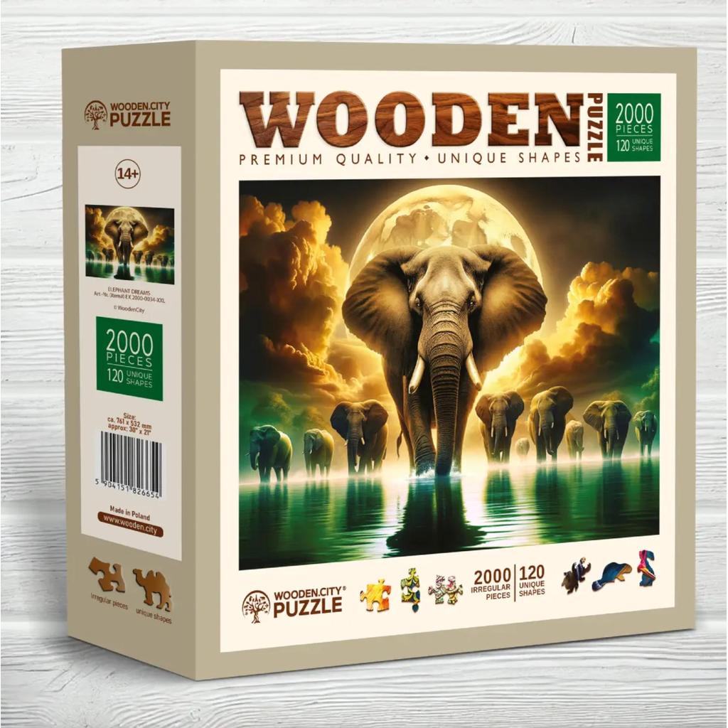 Elephant Dreams Trepuslespill Plakat Dekor Hobbyentusiast-Wooden City-Kvalitetstid AS