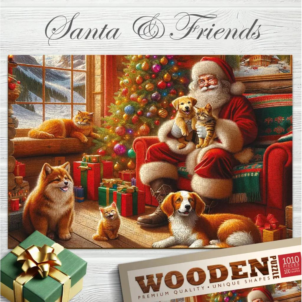 Santa Og Venner Puslespill og Julepynt For Hjemmet-Wooden City-Kvalitetstid AS