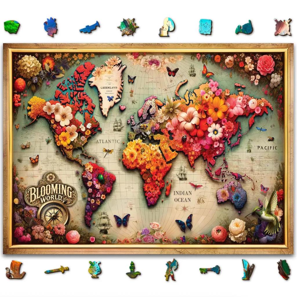 Colorful Map 1000 Brikker Veggpuslespill Dekorativt Moderne-Wooden City-Kvalitetstid AS