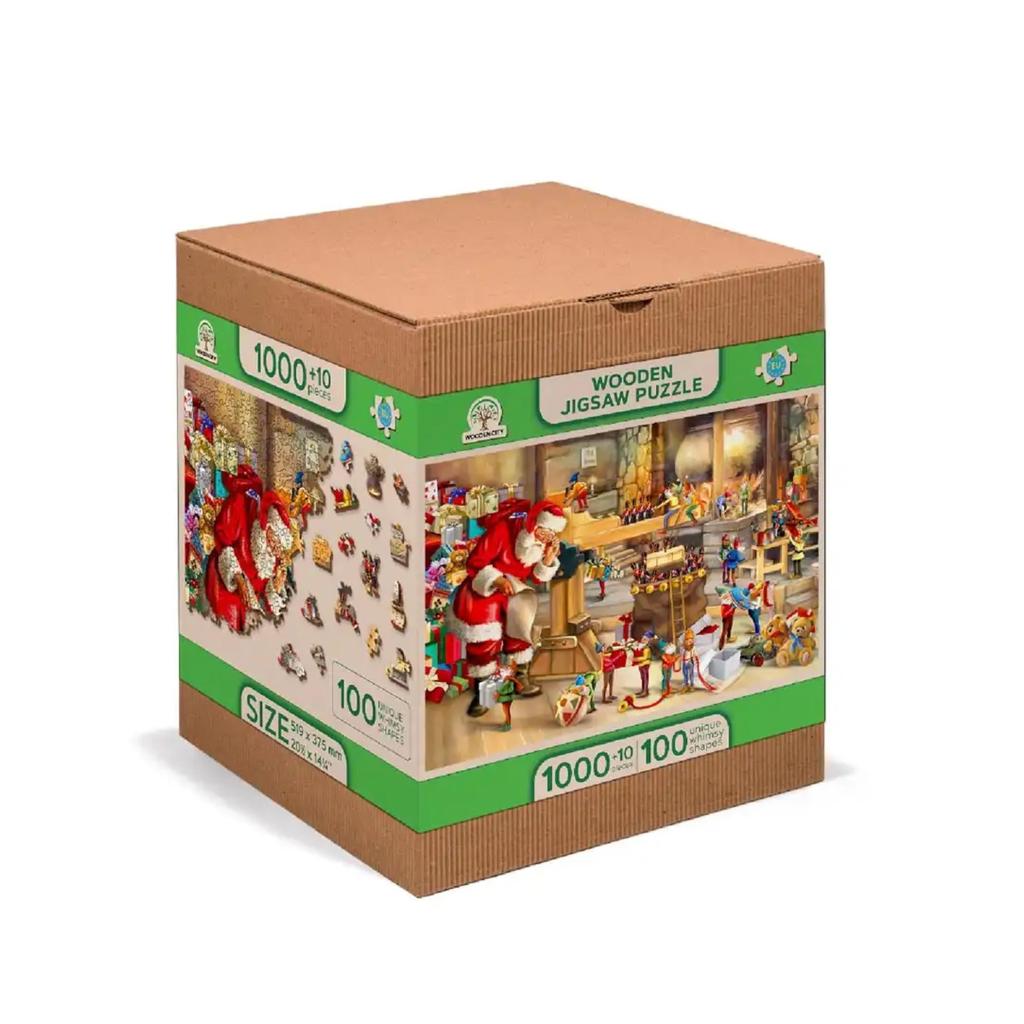 Trepuslespill Veggdekor Santa Workshop Koselig Familiemoro-Wooden City-Kvalitetstid AS