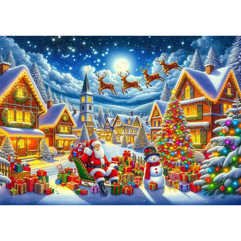 Santas Joyful Journey Trepuslespill 1010 Biter Voksne-Wooden City-Kvalitetstid AS