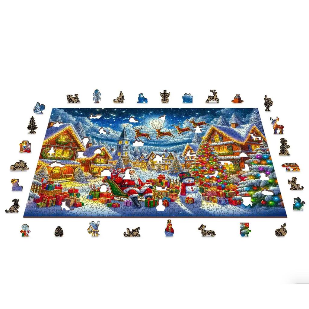 Santas Joyful Journey Trepuslespill 1010 Biter Voksne-Wooden City-Kvalitetstid AS