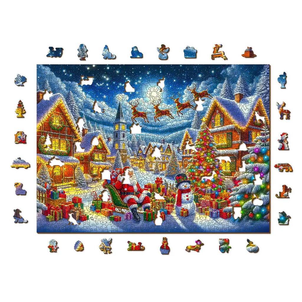 Santas Joyful Journey Trepuslespill 1010 Biter Voksne-Wooden City-Kvalitetstid AS