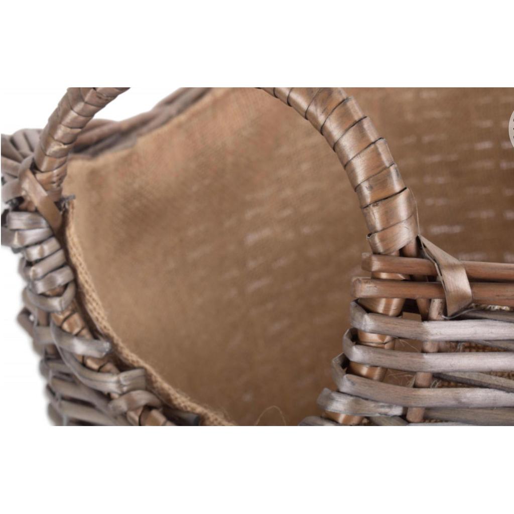 LARGE SCOOP NECK ANTIQUE WASH HESSIAN LINED BASKET-Willow Direct-Kvalitetstid AS