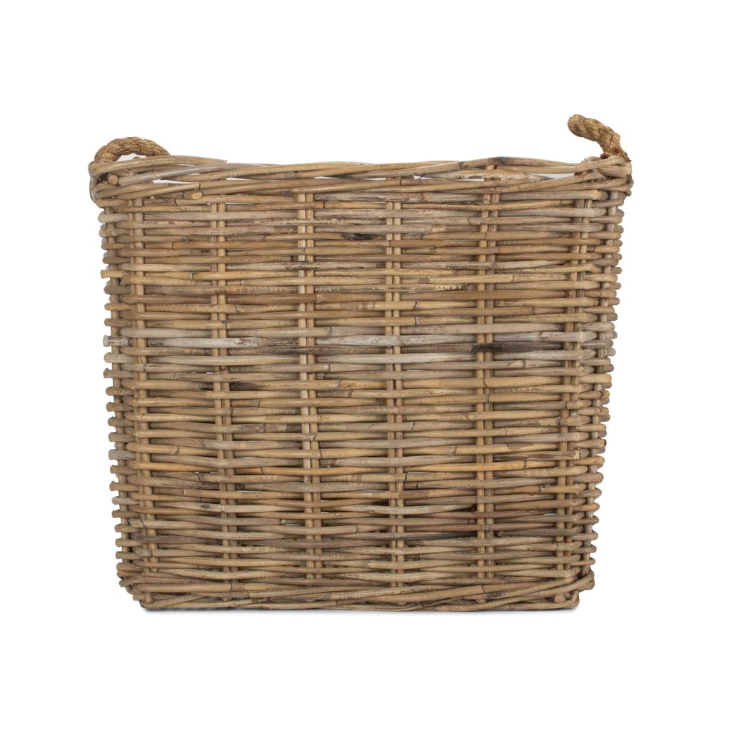 Vedkurv I Grå Rotting Stor 52x52x45 Cm Willow Direct-Willow Direct-Kvalitetstid AS