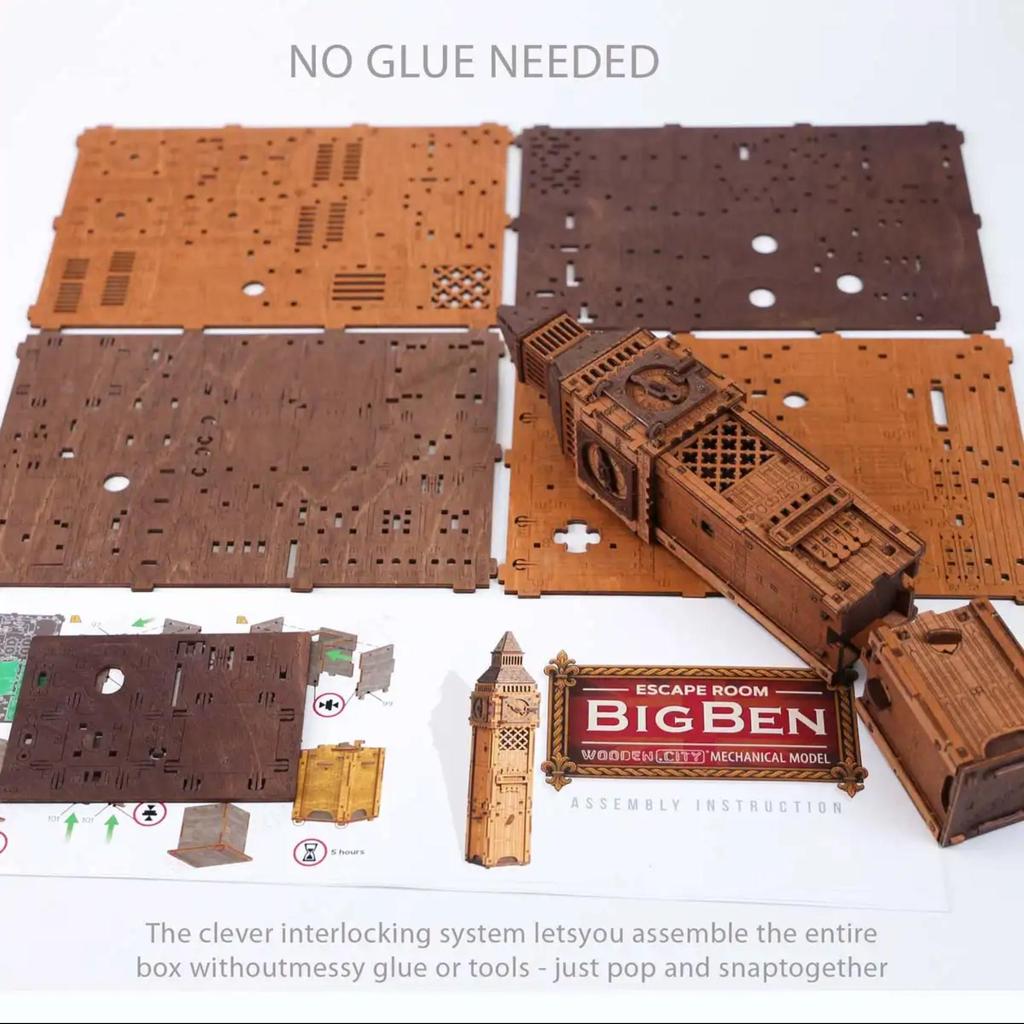 3D Puslespillboks Escape Room Big Ben Puslespillfans Wooden City-Pusleboks-Wooden City-Kvalitetstid AS