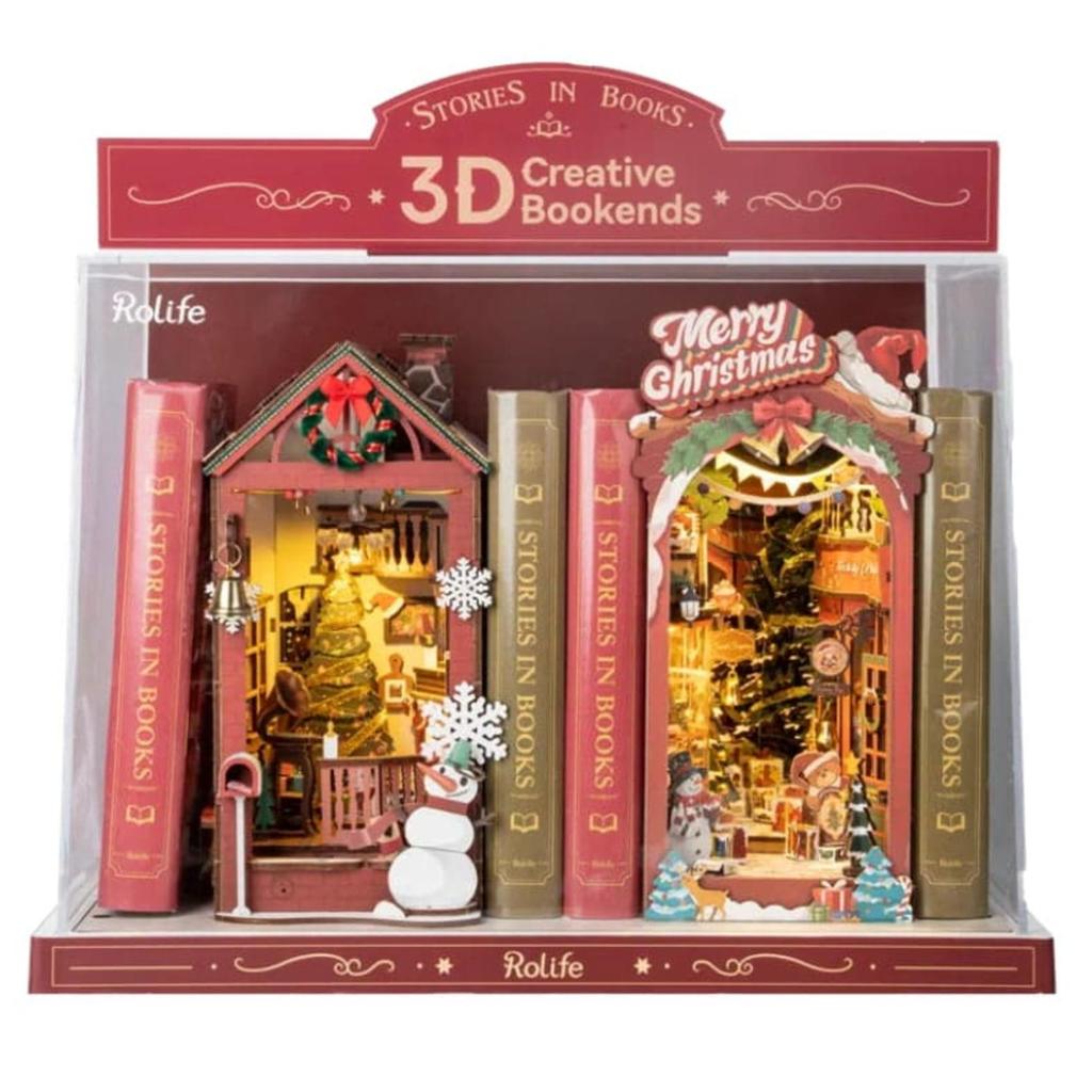 Rolife Jul Boknook Diorama DIY Innendørs Scene Med Lysende Tre Og Snøflak For Bokelskere Og DIY Entusiaster-Robotime-Kvalitetstid AS