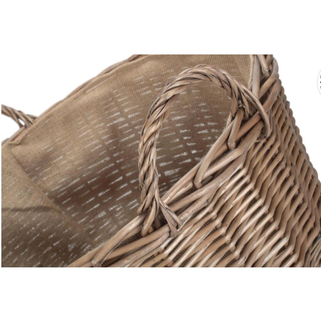 Extra Large Chestnut Round Lined Log Basket-Willow Direct-Kvalitetstid AS