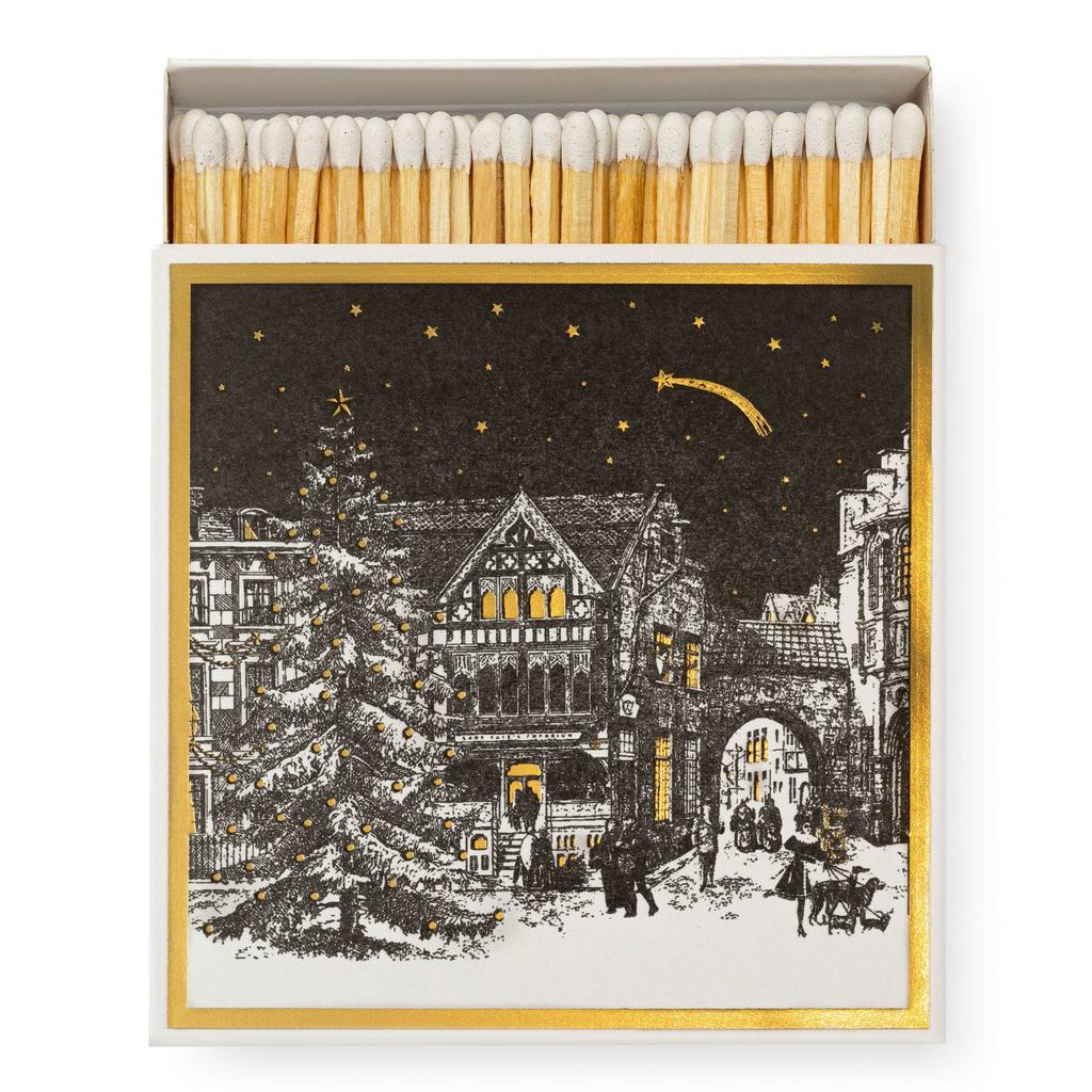 Starry Night Square Sikkerhetsfyrstikker Med Julenatts Landskap Og Gullstjerner Dekorativ Matchboks-Archivist Gallery | Europe-Kvalitetstid AS