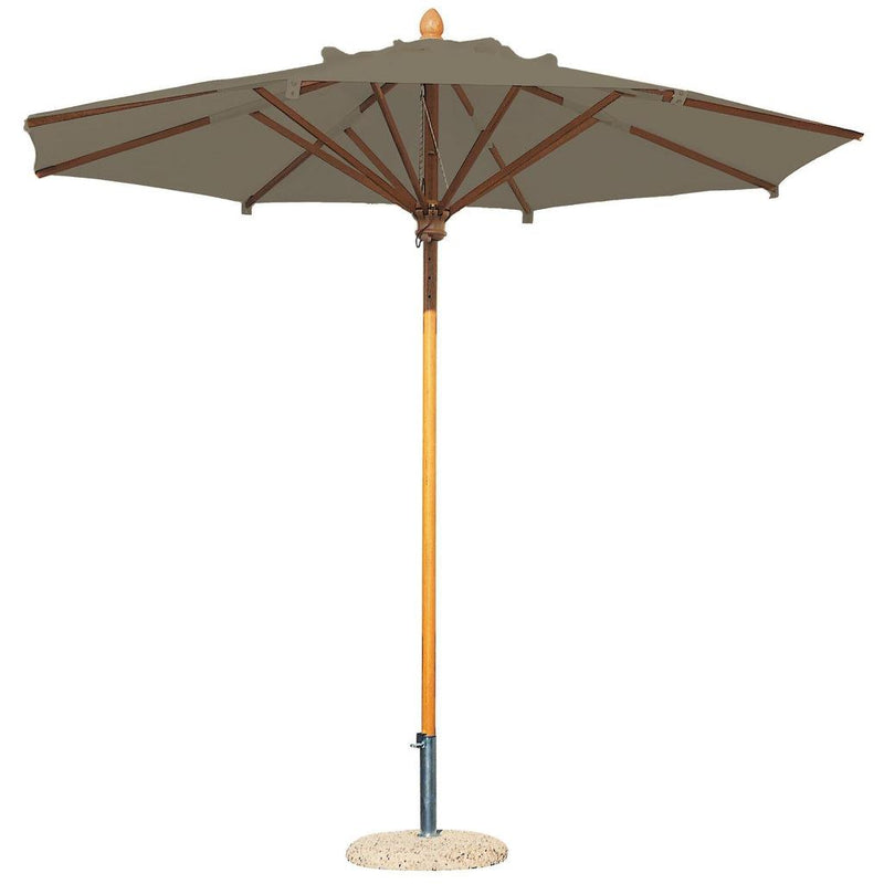 Parasoll Palladio rund | Midtstilt stang i tre-Parasoller-Scolaro-Ø3.5-Grå taupe-Kvalitetstid AS