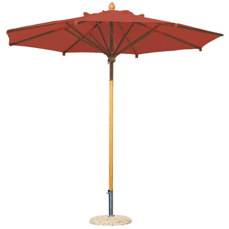 Parasoll Palladio rund | Midtstilt stang i tre-Parasoller-Scolaro-Ø3.5-Terracotta-Kvalitetstid AS