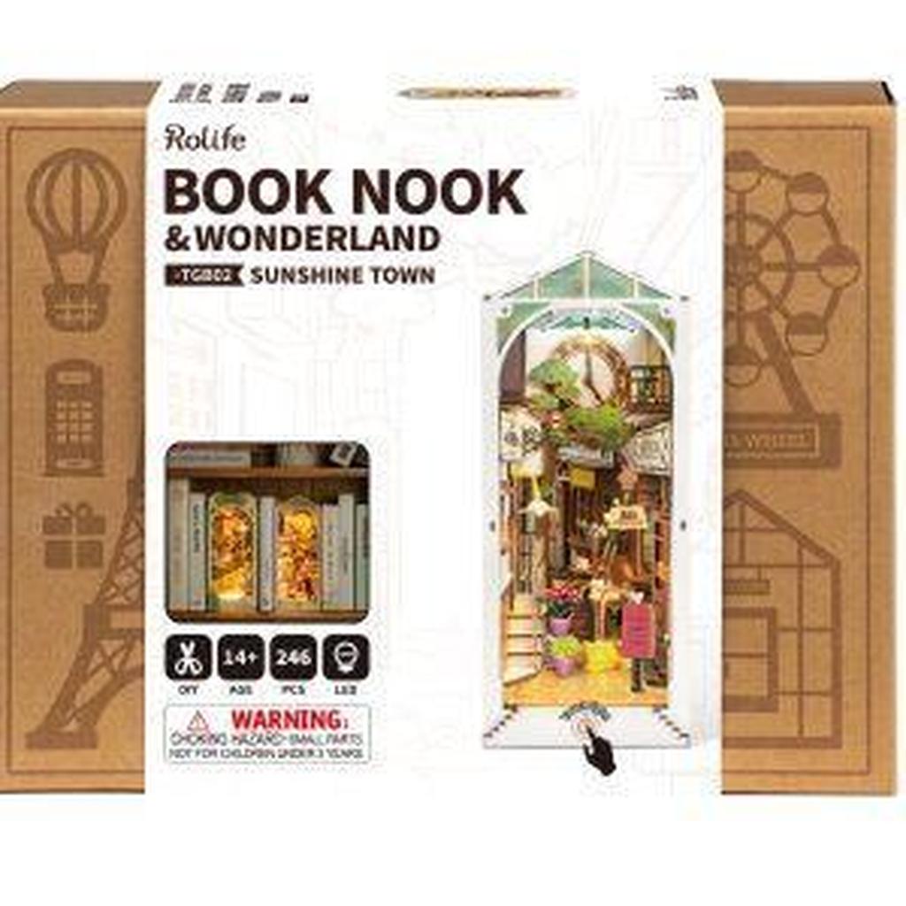 DIY Boknook Sunshine Town Minihus Til Bokhylle For Hobbyentusiaster Med 246 Plywooddeler Kvalitetstid-Robotime-Kvalitetstid AS