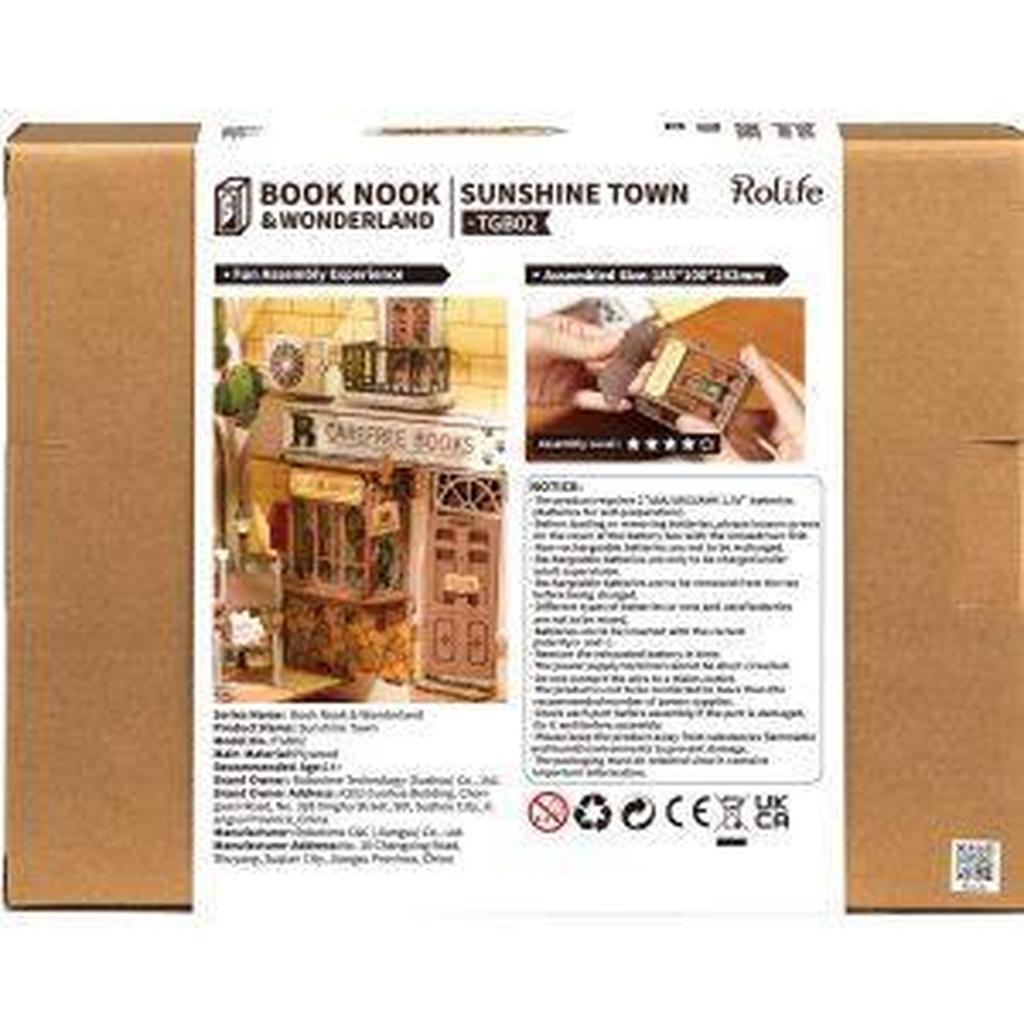 DIY Boknook Sunshine Town Minihus Til Bokhylle For Hobbyentusiaster Med 246 Plywooddeler Kvalitetstid-Robotime-Kvalitetstid AS