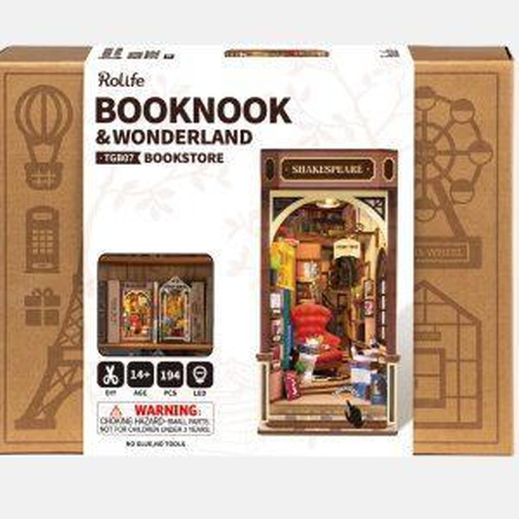 Book Nook Kit Fra Robotime Rolife Bokhandel Realistiske Bøker Samlingssett For Hobbyentusiaster Med Retro Sjarm-Robotime-Kvalitetstid AS