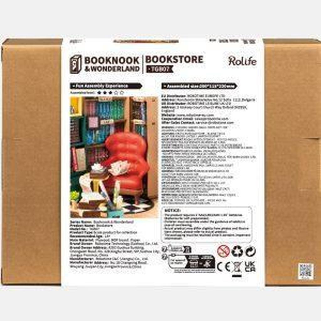 Book Nook Kit Fra Robotime Rolife Bokhandel Realistiske Bøker Samlingssett For Hobbyentusiaster Med Retro Sjarm-Robotime-Kvalitetstid AS