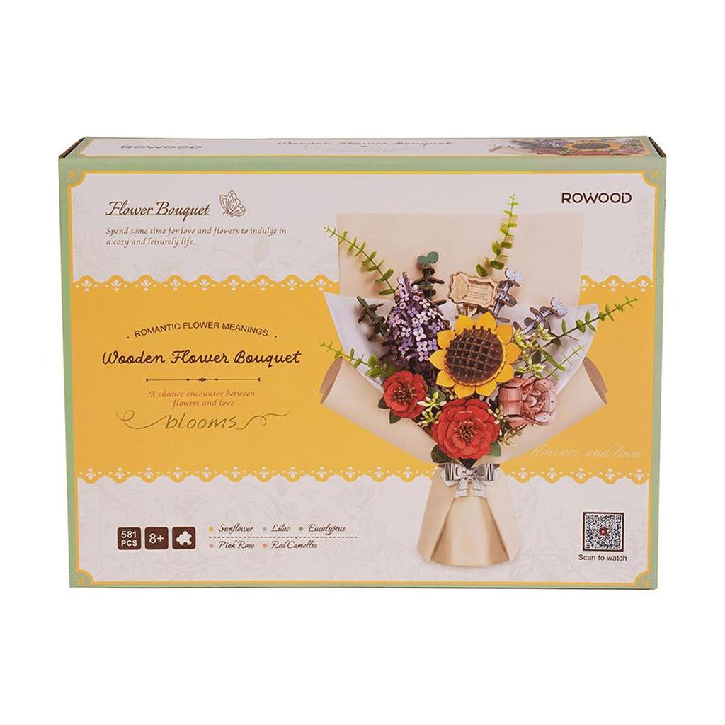 Robotime Rowood Treblomsterbukett Modellsett For Hobbyentusiaster Fargelagt Og Holdbart Dekor-Robotime-Kvalitetstid AS