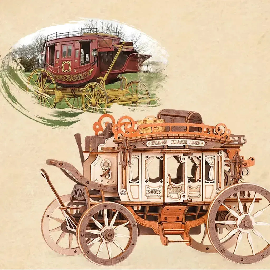 Diligense | Hestetrukket Vogn | Stagecoach-Robotime-Kvalitetstid AS