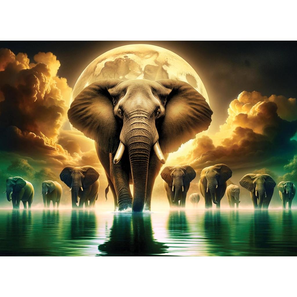 Elephant Dreams Trepuslespill Plakat Dekor Hobbyentusiast-Wooden City-Kvalitetstid AS