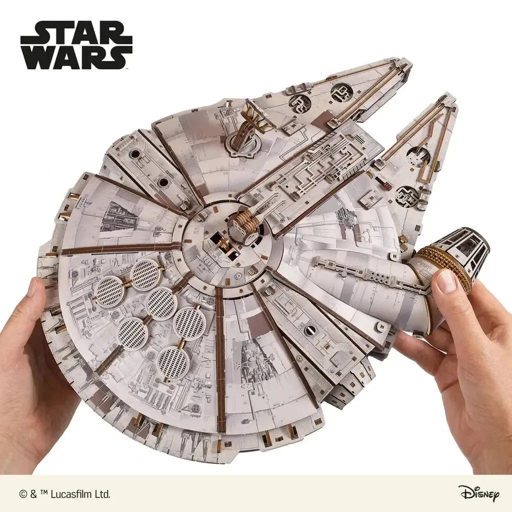 Ugears Millennium Falcon Modell Med Blå LED Hyperdrive-Ugears-Kvalitetstid AS