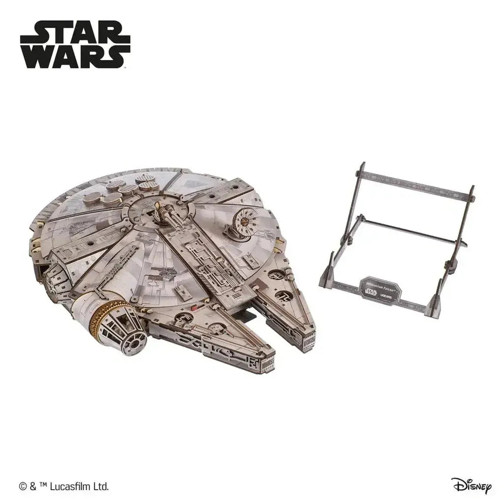 Ugears Millennium Falcon Modell Med Blå LED Hyperdrive-Ugears-Kvalitetstid AS