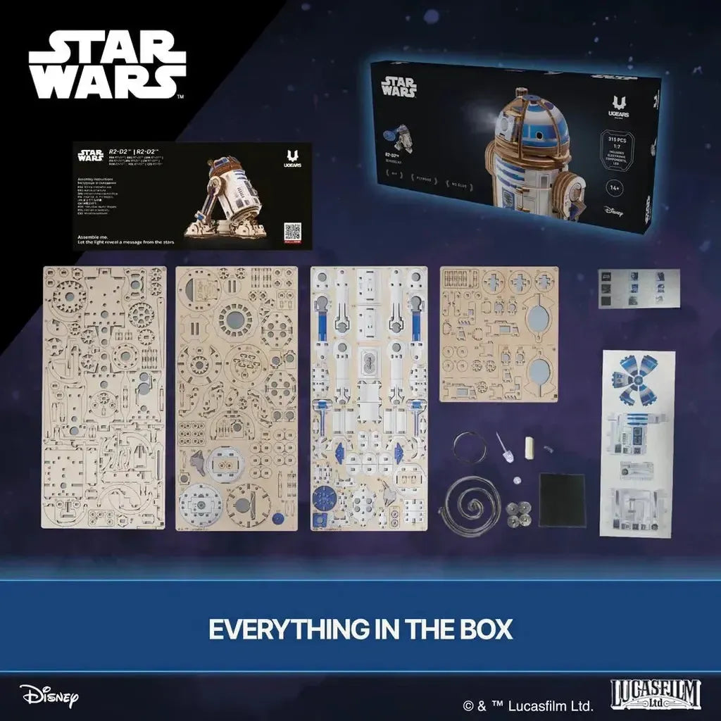 Ugears Star Wars R2-D2 Modell For Fans LED Prosjektor-Ugears-Kvalitetstid AS