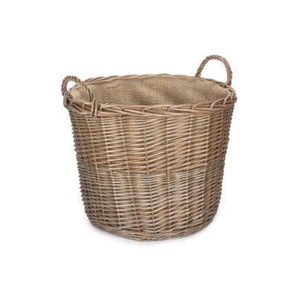 Extra Large Chestnut Round Lined Log Basket-Willow Direct-Kvalitetstid AS