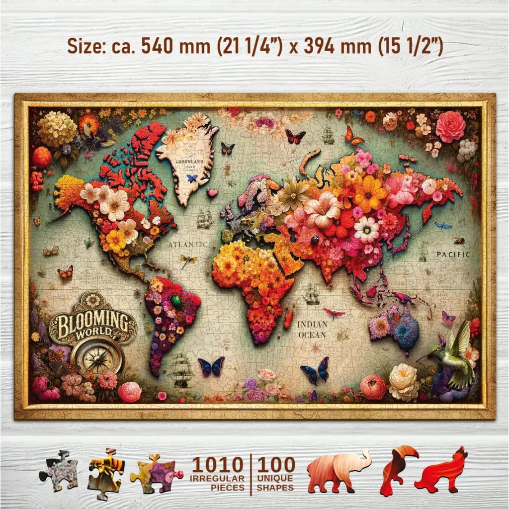 Colorful Map 1000 Brikker Veggpuslespill Dekorativt Moderne-Wooden City-Kvalitetstid AS