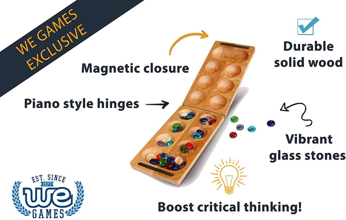 Mancala i tre – sammenleggbart spill med glassbrikker | WE Games