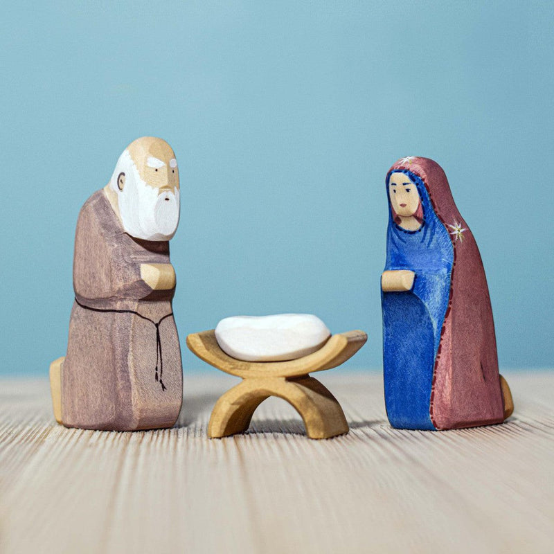 Trefigur | Barnet jesus, St. Joseph og St. Maria | Sett-Trefigurer-Bumbu Toys-Kvalitetstid AS