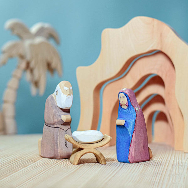 Trefigur | Barnet jesus, St. Joseph og St. Maria | Sett-Trefigurer-Bumbu Toys-Kvalitetstid AS