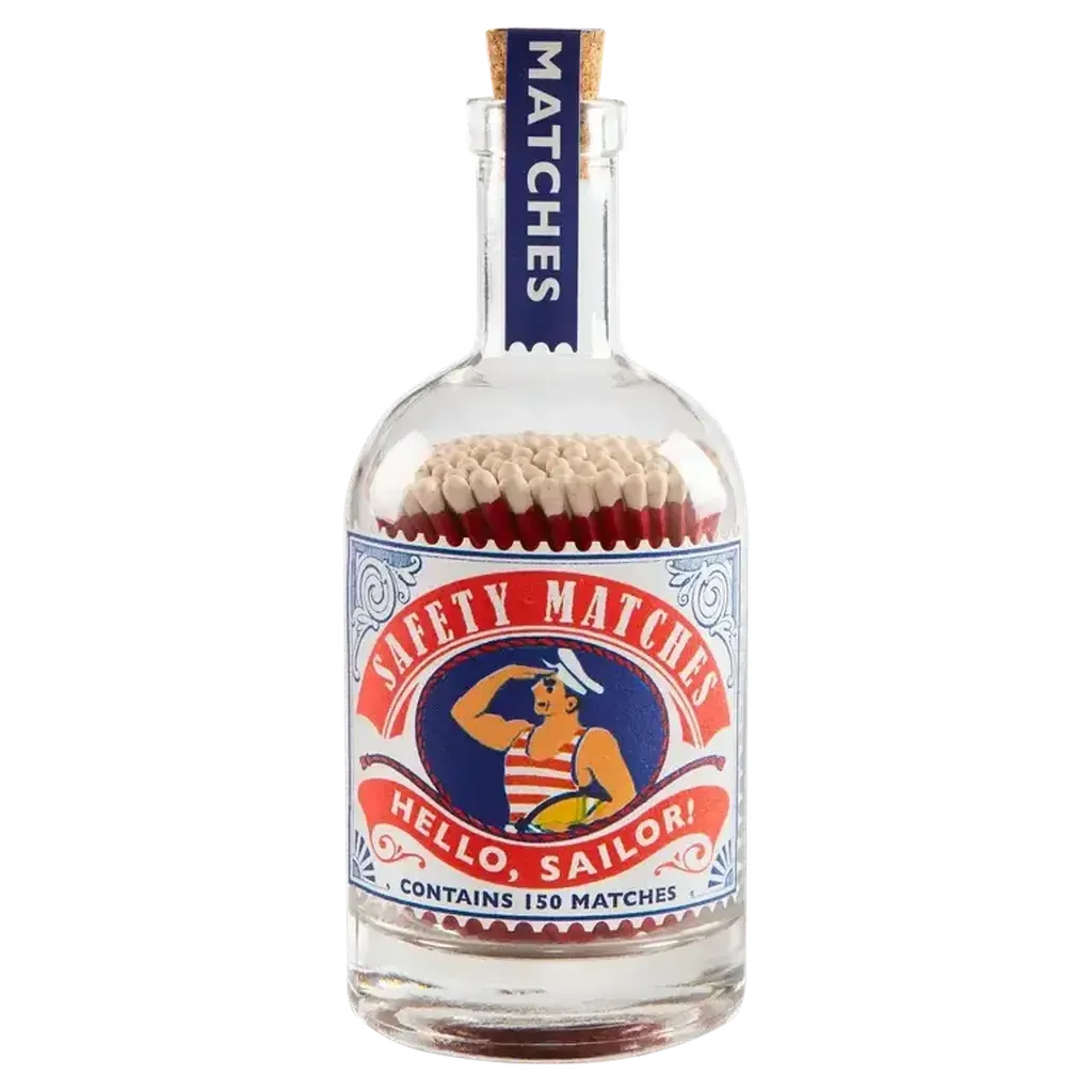 Hello Sailor Glassflaske Med Sikkerhetsfyrstikker Inneholder 150 Fyrstikker I Vintage Design-Archivist Gallery | Europe-Kvalitetstid AS