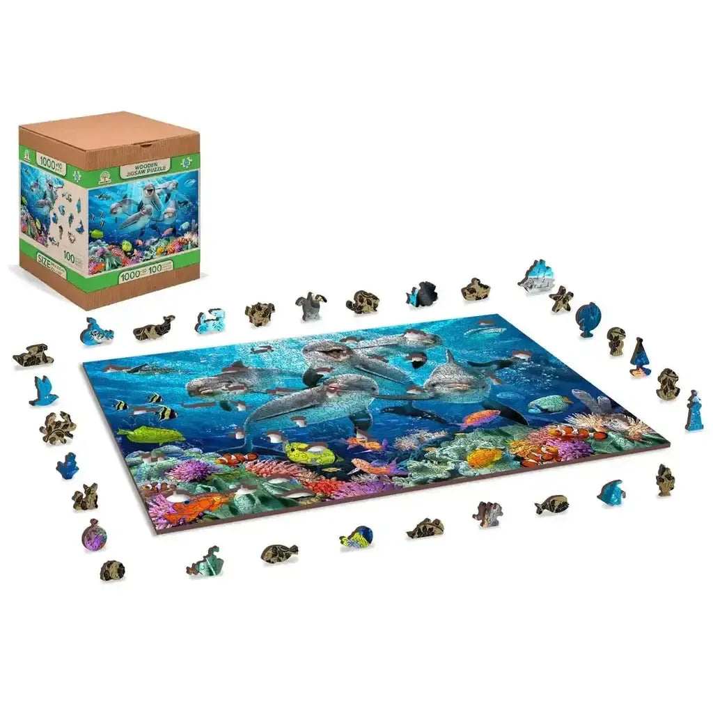 Happy Dolphins Tredekorasjon Lekent Gavevalg For Barnerom-Wooden City-Kvalitetstid AS