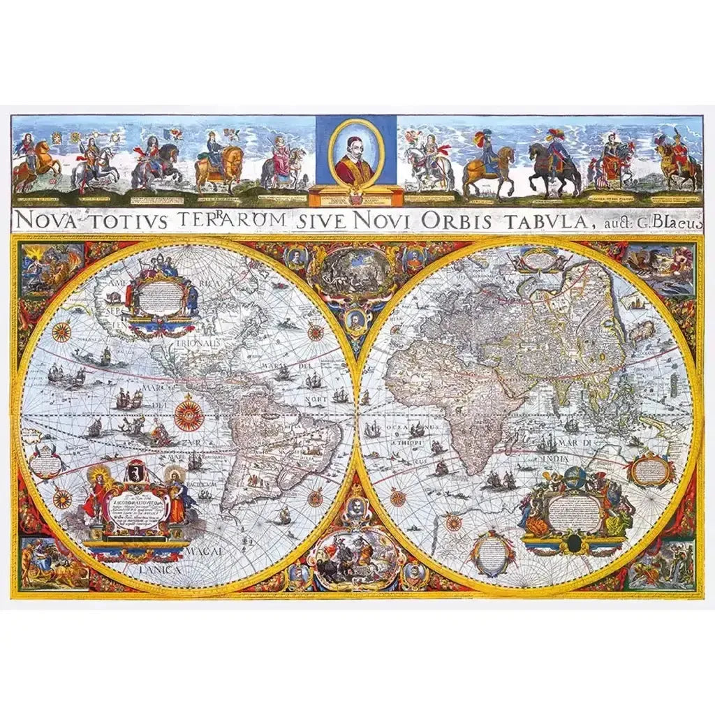Nova Terrarum Antique Map Veggkart Vintage Stilfullt-Wooden City-Kvalitetstid AS