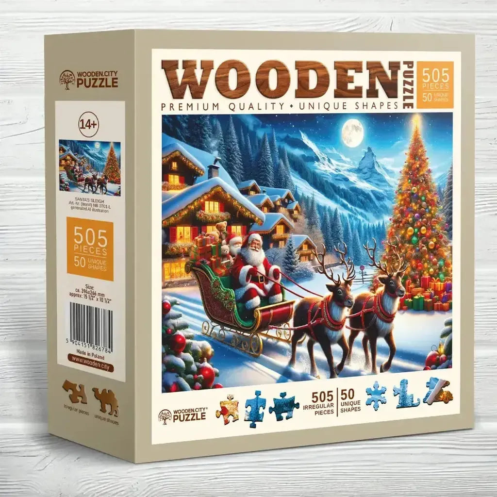 Nissens Slede 500 Brikkers Trepuslespill For Familie-Wooden City-Kvalitetstid AS