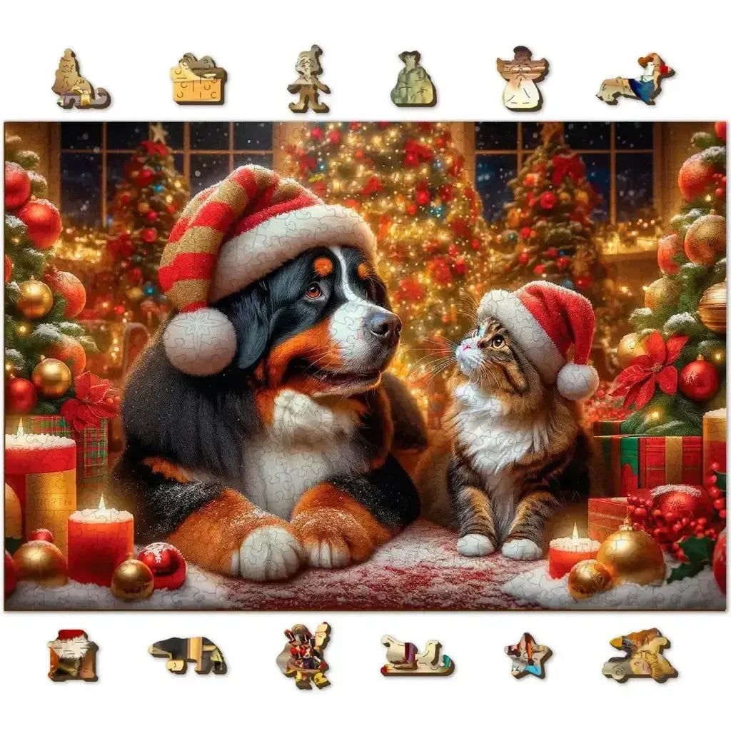 Trepuslespill Hund og Katt Julemotiv Sjarmerende Familier-Wooden City-Kvalitetstid AS
