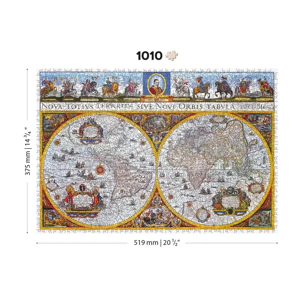 Nova Terrarum Antique Map Veggkart Vintage Stilfullt-Wooden City-Kvalitetstid AS