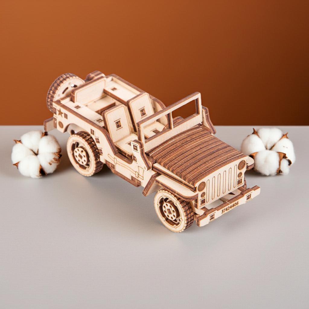 3D Modell Jeep I Bjørkplywood Mellomstor Wood Trick-Wood Trick-Kvalitetstid AS