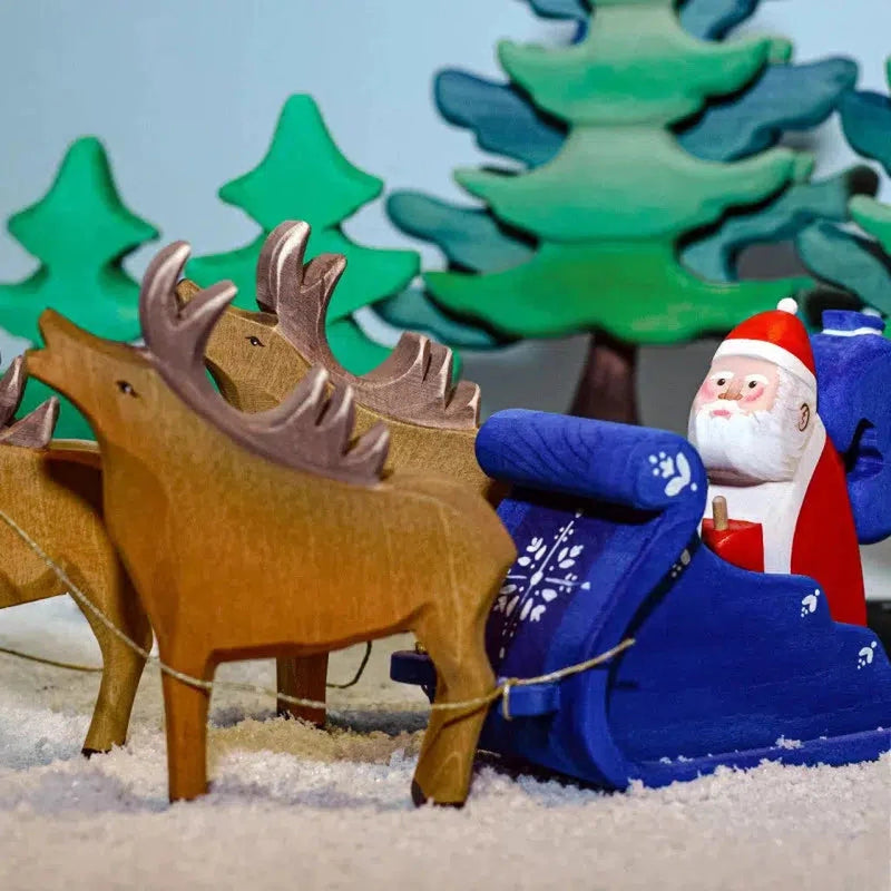 Trefigur | Reinsdyr, nisse og slede | Sett-Trefigurer-Bumbu Toys-Kvalitetstid AS