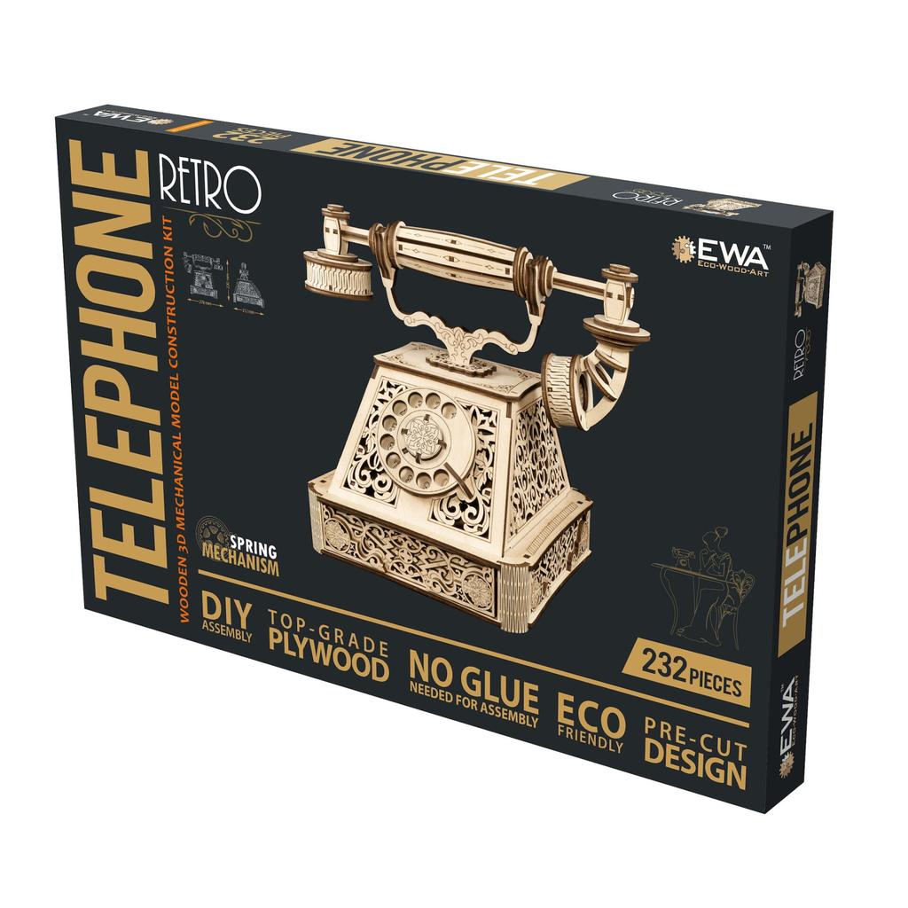 Retro telefon-Eco-Wood-Art-Kvalitetstid AS