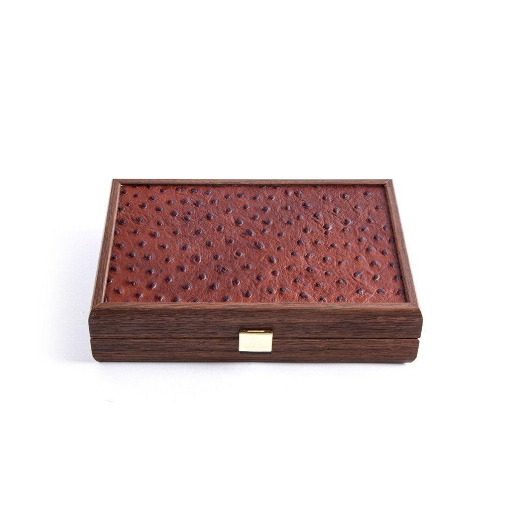 PLASTIC COATED PLAYING CARDS in Brown Leather Ostrich tote wooden case-Playing Cards-Manopoulos-Medium-Kvalitetstid AS