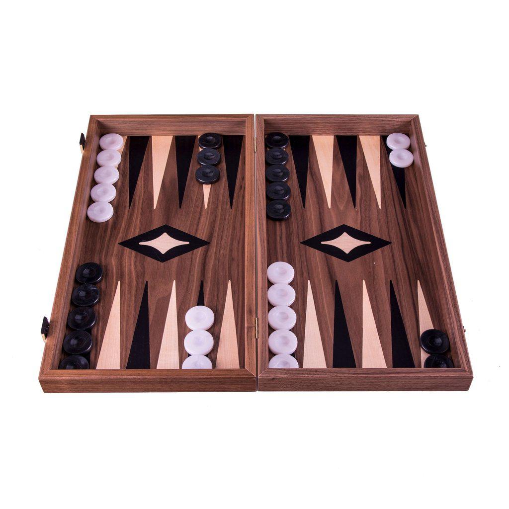 AMERICAN WALNUT Backgammon-Bordspill-Manopoulos-Medium-Kvalitetstid AS
