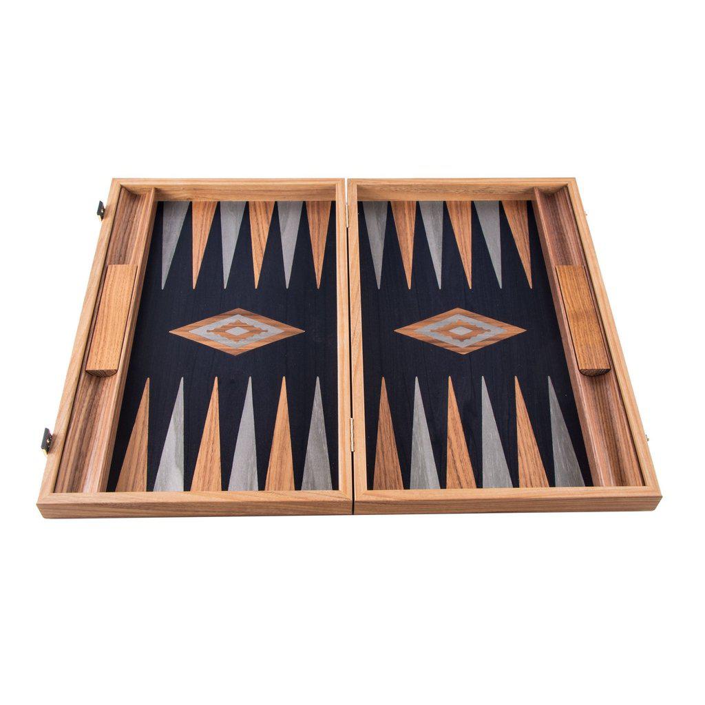 AMERICAN WALNUT with BLACK OAK Backgammon-Bordspill-Manopoulos-Large-Kvalitetstid AS
