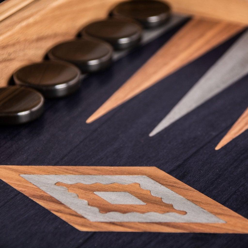 AMERICAN WALNUT with BLACK OAK Backgammon-Bordspill-Manopoulos-Large-Kvalitetstid AS