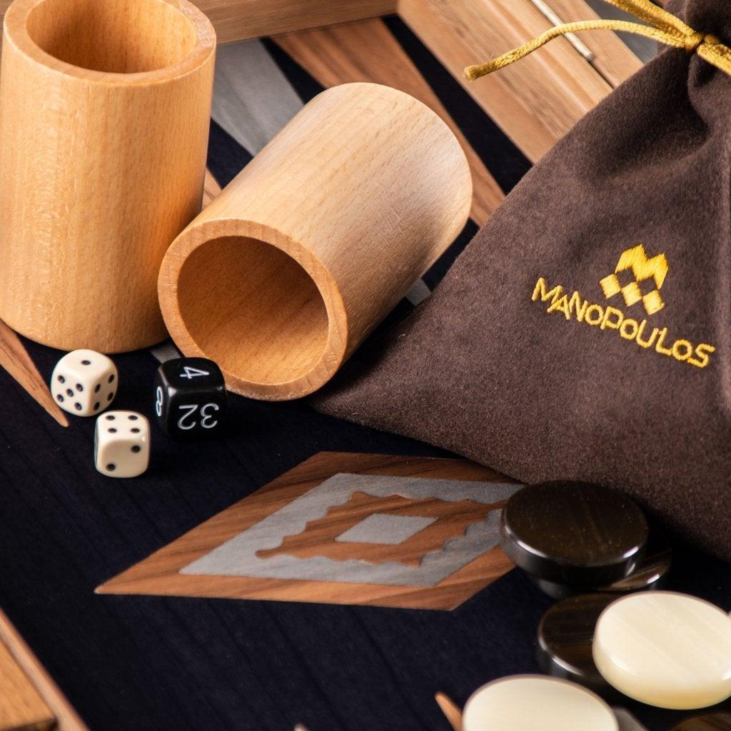 AMERICAN WALNUT with BLACK OAK Backgammon-Bordspill-Manopoulos-Large-Kvalitetstid AS
