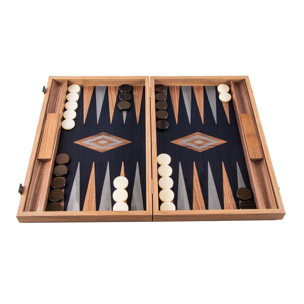 AMERICAN WALNUT with BLACK OAK Backgammon-Bordspill-Manopoulos-Large-Kvalitetstid AS