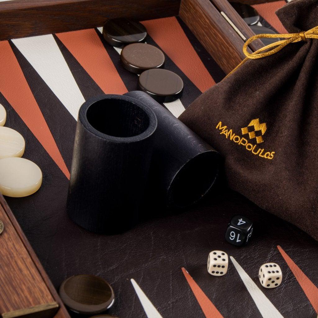 CROCODILE TOTE in ANTIQUE BROWN LEATHER Backgammon-Bordspill-Manopoulos-Large-Kvalitetstid AS