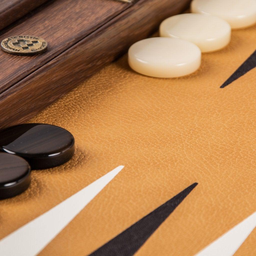 OSTRICH TOTE IN BROWN LEATHER Backgammon-Bordspill-Manopoulos-Large-Kvalitetstid AS