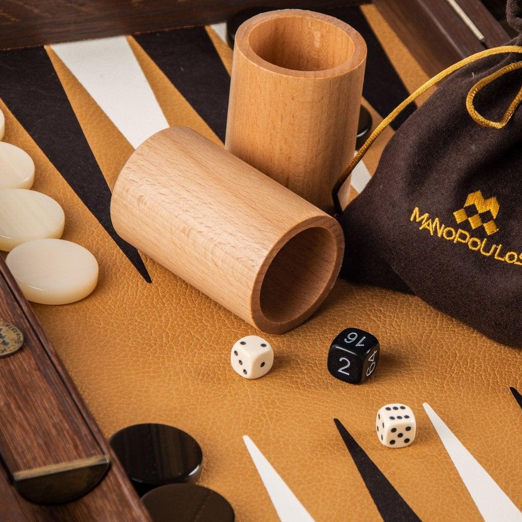 OSTRICH TOTE IN BROWN LEATHER Backgammon-Bordspill-Manopoulos-Large-Kvalitetstid AS